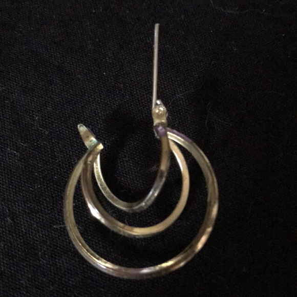 Vintage Gold Triple Loop Earrings - Picture 3 of 4